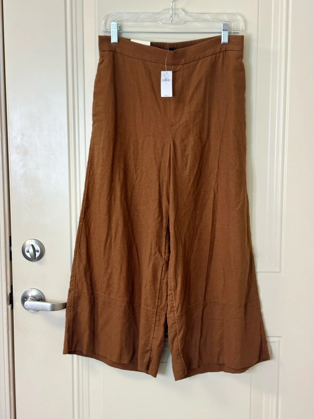 NWT BANANA REPUBLIC Brown Wide-Leg Linen Blend Cropped Pants SZ S $80